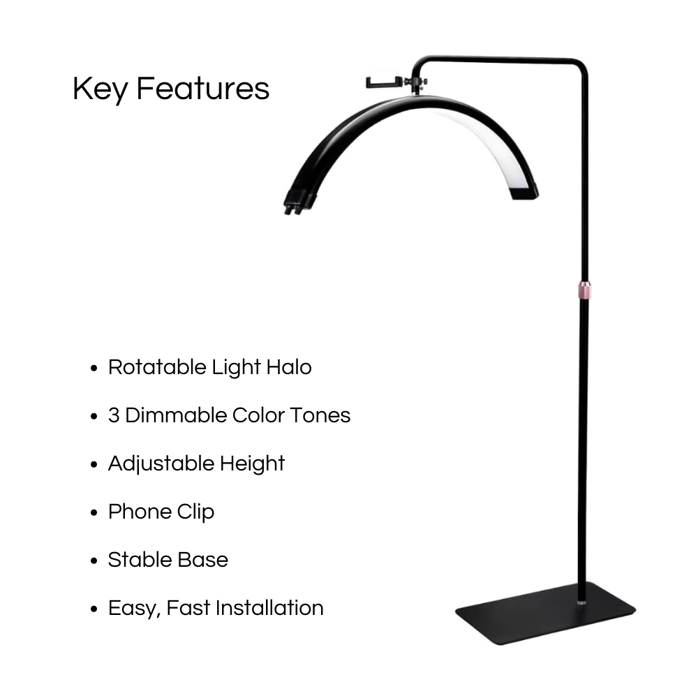 Half Moon LED Floor Lamp - Rose Gold Accents