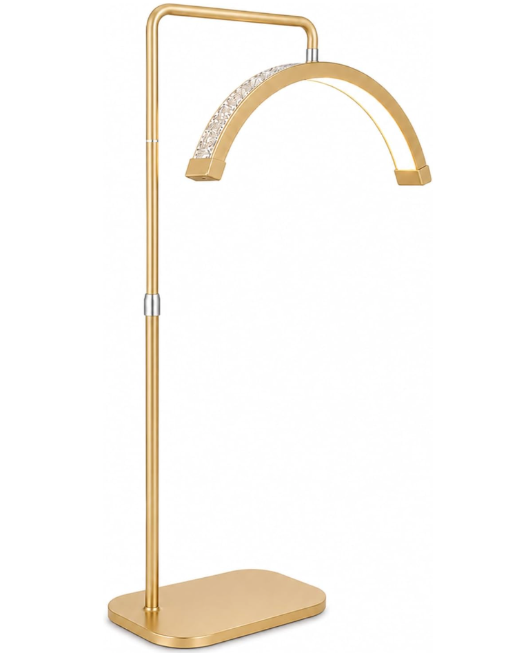 Gold diamond half Moon led light for estheticians, skincare, facials, beauty and spa