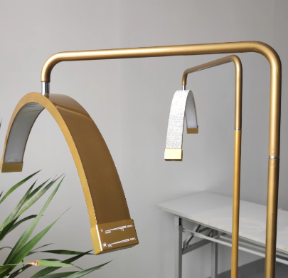 Open Box Gold LED Half Moon Beauty Floor Lamp